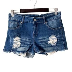 Sweet Look Distressed Cutoff Denim Shorts - 9
